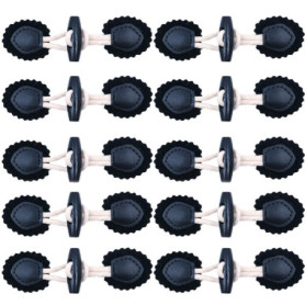Lot de 10 boutons à bascule en cuir noir faits à la main pour vêtements