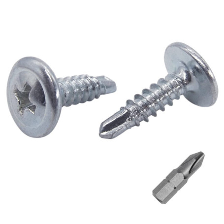 Lot de 50 vis auto-foreuses en acier zingué 4,2 x 16 mm - Tête bombée cruciforme