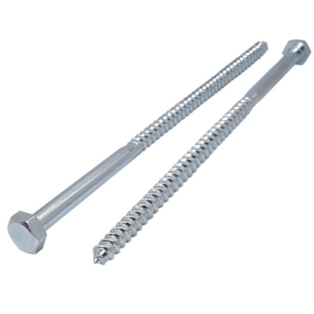 Lot de 8 vis à bois hexagonales M12 en acier zingué - Marcopol