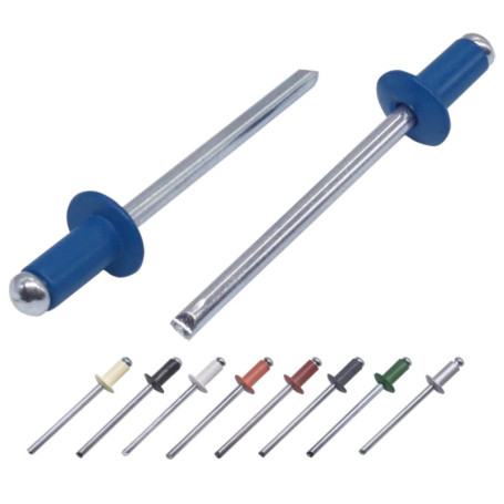 Lot de 500 Rivets Aveugles Peints 4,0 x 8 mm - Bleu Gentiane RAL 5010