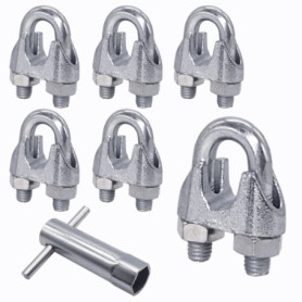 Lot de 6 colliers de serrage M10 en acier pour câbles métalliques