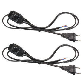 Lot de 2 Câbles de Lampe avec Variateur Rotatif - 1,8 m Noir