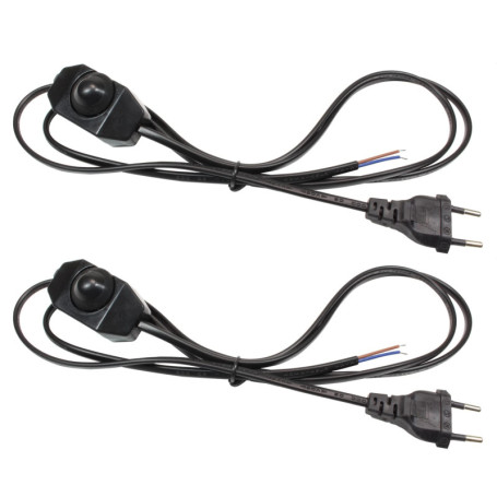 Lot de 2 Câbles de Lampe avec Variateur Rotatif - 1,8 m Noir