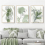 Lot de 3 posters abstraits feuilles vertes - Sarah Duke