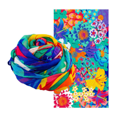 Foulard Coloré Balade Pylones - Multicolore 100 x 180 cm