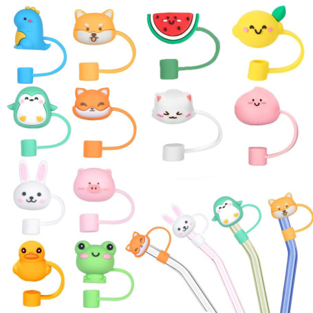 Kit de 12 Couvercles en Silicone pour Pailles Stanley - Anti-poussière et Réutilisables