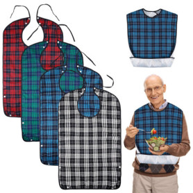 Bavoir Adulte Imperméable Réutilisable - Lot de 4 Bavettes Protectrices