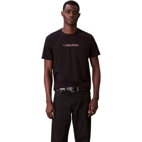 T-Shirt Calvin Klein Homme Logo Glitch en Coton Noir - Taille XL