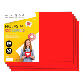 Papier A3 Couleur Rouge - 50 Feuilles 80g pour Imprimante et Loisirs Créatifs