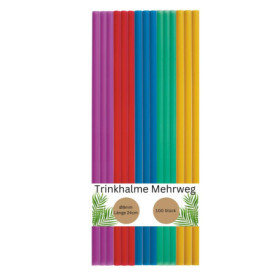 Pailles Réutilisables Colorées DeinPack - 100 Unités en Polypropylène Écologique