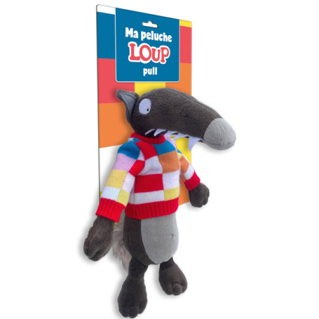 Peluche Loup avec Pull Coloré - Doudou Enfant