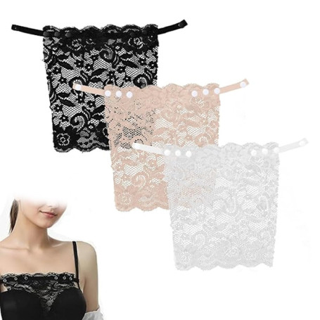 Cache-Décolleté Amovible en Dentelle pour Robes Plongeantes - 3 Pièces