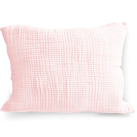 Housse de Coussin Bio en Mousseline Rose Bébé - 40 x 80 cm