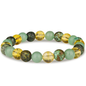Bracelet Élastique Unisexe en Pierres Naturelles - Citrine, Aventurine Verte et Turquoise