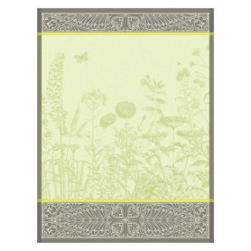 Torchon en Tissage Jacquard Blooming Vert - Le Jacquard Français