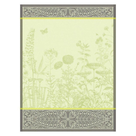 Torchon en Tissage Jacquard Blooming Vert - Le Jacquard Français