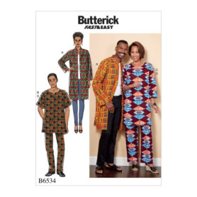 Patron Butterick 6534 XM - Manteau, Tunique et Pantalon Multicolores pour Adultes