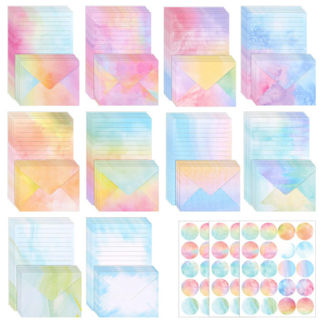 Ensemble de 160 Pièces de Papier à Lettres Aquarelle avec Enveloppes et Autocollants