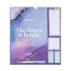 Calendrier Mural Glitter 16 Mois - Septembre 2025 à Décembre 2026