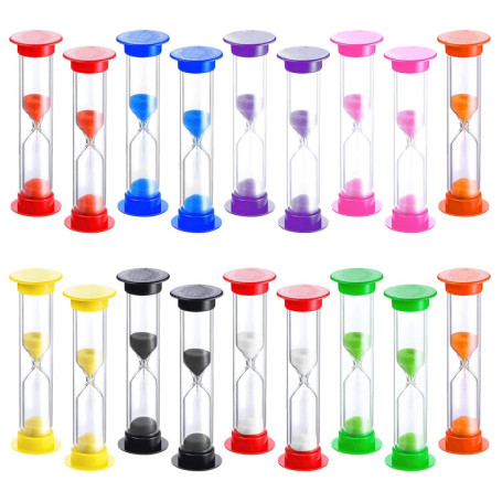 Lot de 18 Sablier Colorés pour Enfants - Minuteurs de Temps Pratiques