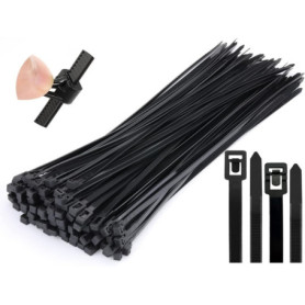 Lyaor 100 Attaches Câbles Réutilisables en Nylon Noir 300mm