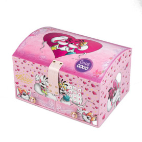 Coffret à Bijoux Digicode Diddl - Boîte Rose Musicale avec Compartiments Amovibles