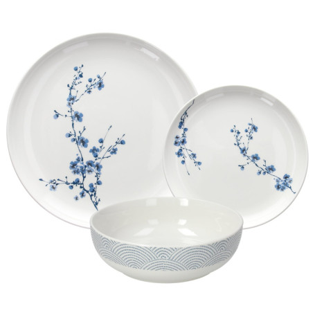 Service de Vaisselle Tognana Edge Orientale 18 Pièces en Porcelaine Blanc/Bleu