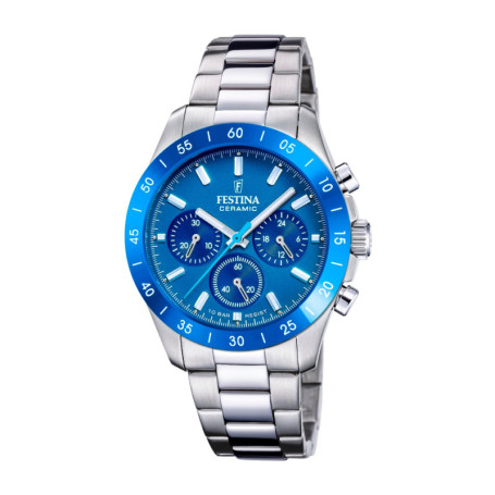 Montre Chronographe Festina Unisexe en Acier Inoxydable avec Cadran Bleu