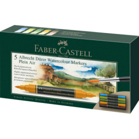 Faber-Castell Lot de 5 Marqueurs Aquarelle Albrecht Dürer avec Double Pointe