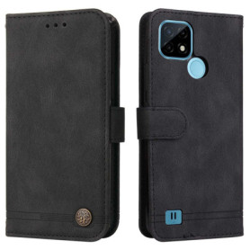 Coque en Cuir SEAHAI pour Realme C21Y et C25Y - Étui Portefeuille Antichoc Noir