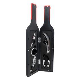 Coffret Cadeau Vin Bouquet FI 566 avec Accessoires Pratiques en Métal Noir