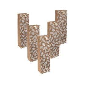 Lot de 5 sacs cadeaux élégants pour bouteilles - Design Pommes de pin