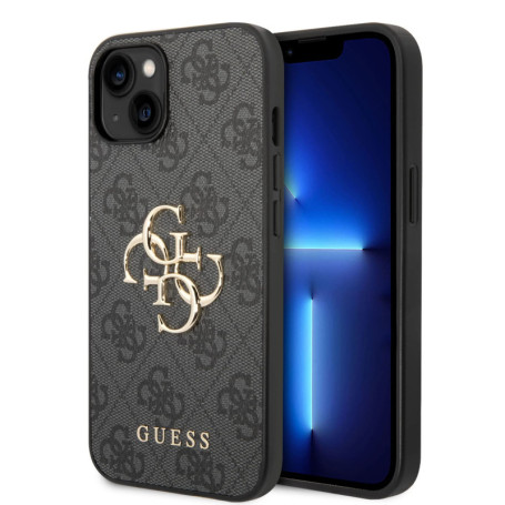 Coque de Protection Guess pour iPhone 14 et 13 - Logo Doré Gris