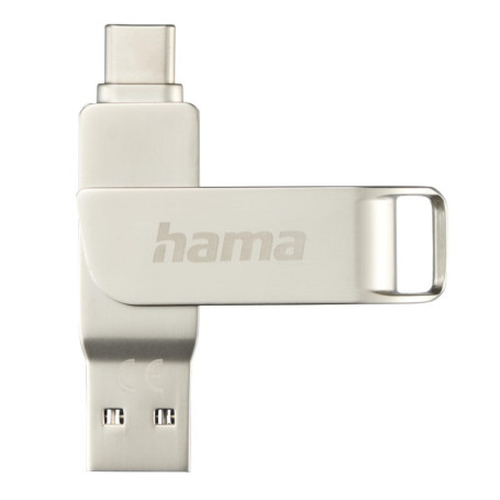 Clé USB Hama C-Rotate Pro 32 Go - Vitesse 70 Mo/s, USB A & C, Argentée