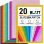 Lot de 20 Feuilles de Papier Pailleté A4 - Multicolore pour Bricolage