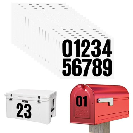 20 Feuilles d'Autocollants Chiffres Imperméables 10cm - Numéros Réfléchissants pour Boîte aux Lettres