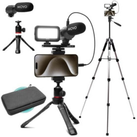 Kit de Vlogging Movo pour Smartphone avec Trépied et Microphone Directionnel
