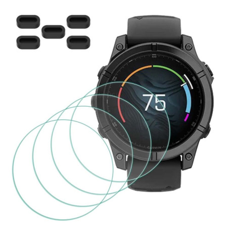 MTHGH Protection Écran Verre Trempé pour Garmin fenix E - 4 Films + Bouchons Anti-Poussière