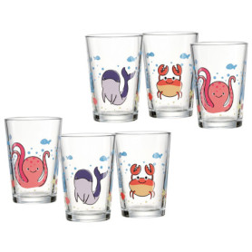 Lot de 6 verres pour enfants - Design sous-marin en verre
