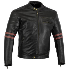 Veste de Moto en Cuir Noir et Oxblood avec Protection CE - Bikers Gear Australia