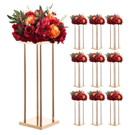 Support à Fleurs Doré pour Mariage - Lot de 10 Colonne Décorative 60 cm