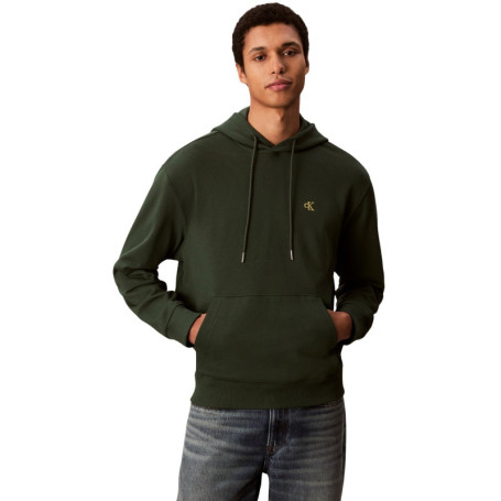 Hoodie Monogram Calvin Klein en Terry Vert Sycamore pour Homme
