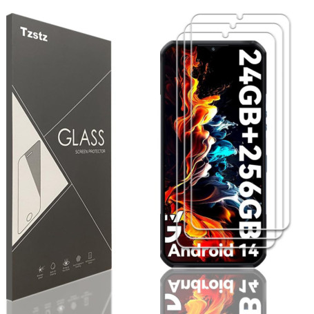 Tzstz Lot de 3 Films de Protection en Verre Trempé pour OUKITEL WP35/39 - Dureté 9H
