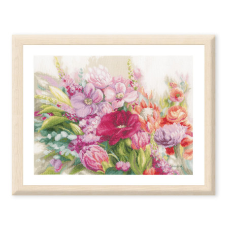 Kit de Broderie Point de Croix Fleurs Éclatantes - Lanarte