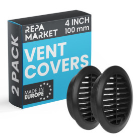 Lot de 2 grilles d'aération noires 100 mm avec écran en maille - Repa Market