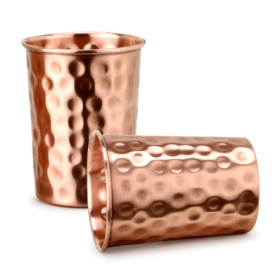 Lot de 2 verres à eau en cuivre Ayurveda - 250 ml