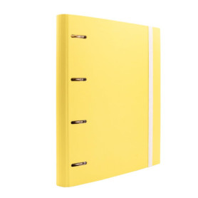 Classeur 4 Anneaux Jaune Pastel avec Intercalaires et Recharges A4