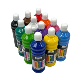 SÜDOR Lot de 12 Peintures Acryliques 500 ml - Couleurs Vives pour Artistes