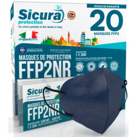 Pack de 20 Masques FFP2 Certifiés CE - Protection Maximale en Bleu