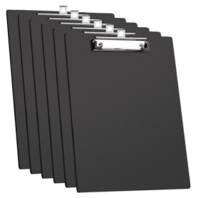Pack de 6 Porte Documents A4 avec Pince - Clipboard Léger en Plastique Noir